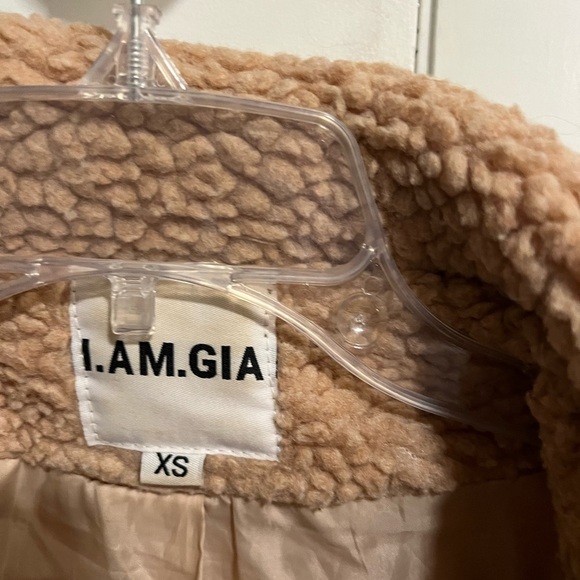 I.AM.GIA Pixie Teddy REVOLVE Zip Up Coat Jacket in Caramel Neutral Slouchy XS - Picture 2 of 9